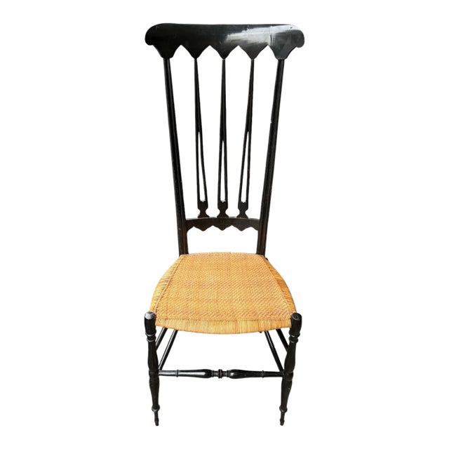 Mid 20th Century Guido Chiappe for Sedie Chiavari Ebonized High-Back Side Chair For Sale