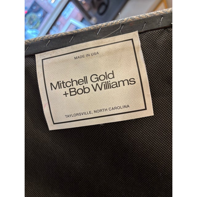 Textile Reupholstered Mitchell Gold Club Chairs For Sale - Image 7 of 7