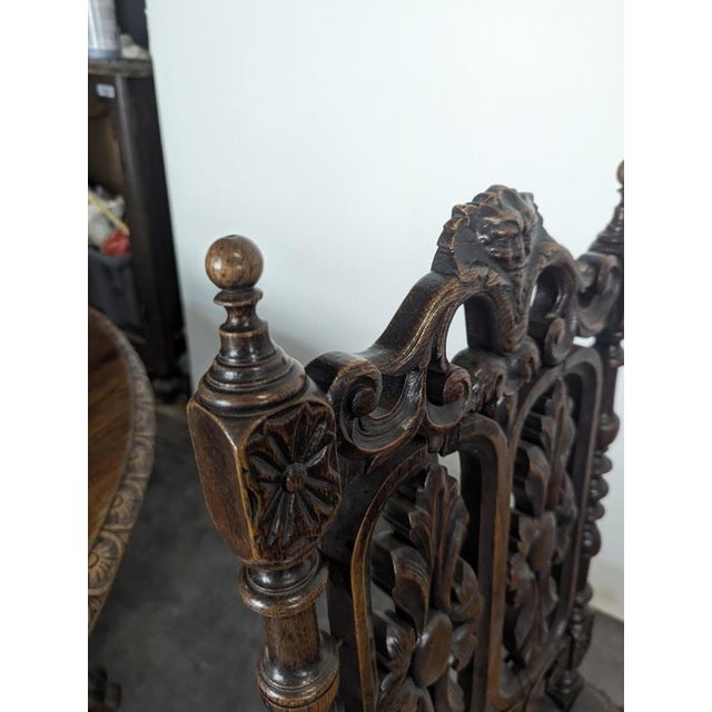 Henri II Chairs in Openwork Carved Oak with Caned Seats, Set of 6 For Sale - Image 10 of 11
