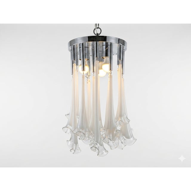 Metal Vintage Murano Glass Pendant Light, 1970s For Sale - Image 7 of 8