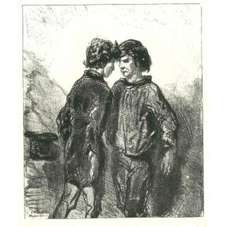 Paul Gavarni, The Duel, Original Lithograph, 1881 For Sale