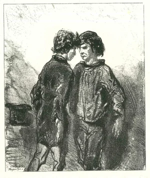 Paul Gavarni, The Duel, Original Lithograph, 1881