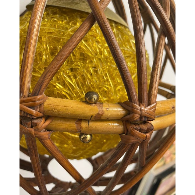 1950’s Bent Bamboo and Brass Pendant Light For Sale In Charleston - Image 6 of 10