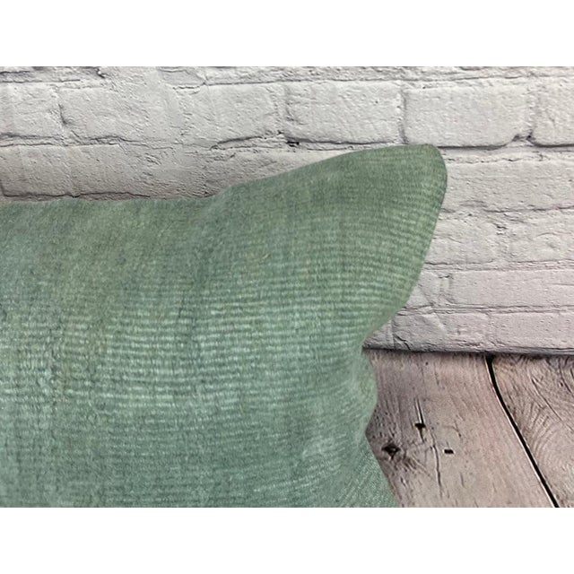Turkish 16 x 24 Hemp Pillow Turkish Cushion Natural Spanish Green Pillow Cushion Cover #6031 For Sale - Image 3 of 4