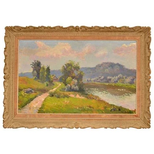 The Path Along the River, Oil on Canvas, 20th Century For Sale - Image 4 of 4
