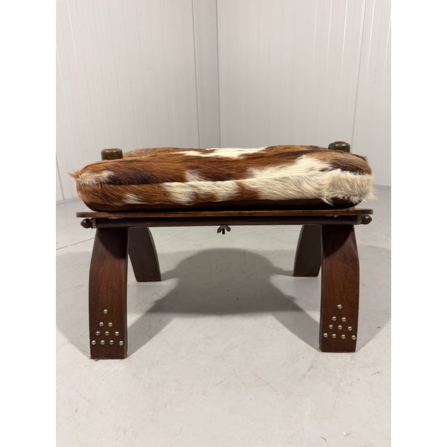 Brown Cowhide Camel Saddle Stool, 1960s For Sale - Image 8 of 12