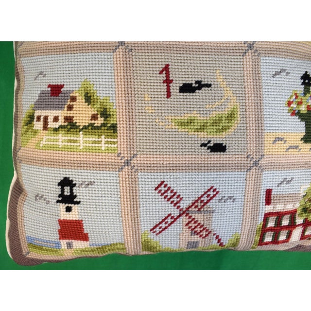 Traditional Erica Wilson Hand Needlepoint Nantucket Sampler Pillow For Sale - Image 3 of 4