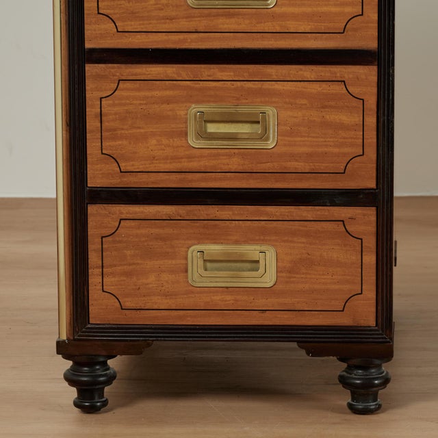 Vintage Campaign Style Leather Top Desk by Baker Collectors Edition For Sale - Image 13 of 17