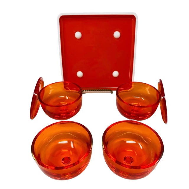 Vintage Leifheit Orange Tray With 4 Lucite Bowls a Set of 7 For Sale - Image 4 of 10