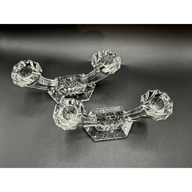 Imperial Crystal Twin-Arm Candelabra from Val Saint Lambert, Belgium, 1950s, Set of 2 For Sale - Image 12 of 18