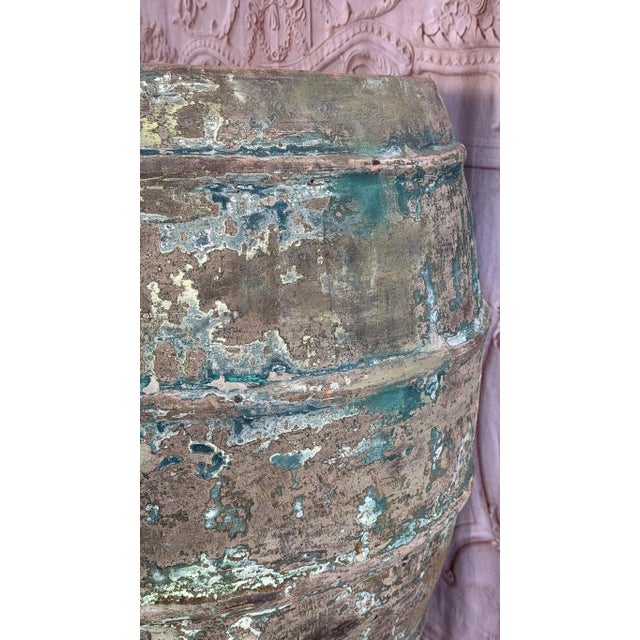 Mediterranean Barreal Jars - Verdigris Patinated Terracotta Olive Vassels For Sale - Image 17 of 17