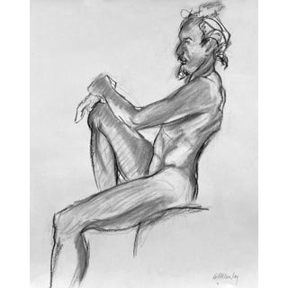 Original Life Drawing, Seated Male Figure XII For Sale