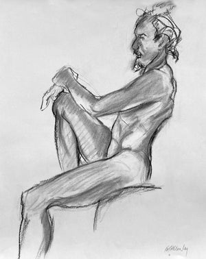 Original Life Drawing, Seated Male Figure XII