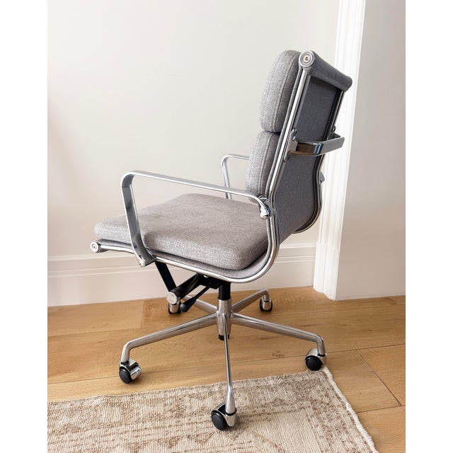 Modern Light Gray Padded Fabric Modern Office Chair For Sale - Image 3 of 6