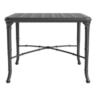 Brown Jordan Calcutta 26" Square Cast Top Corner Table, Textured Pewter frame For Sale