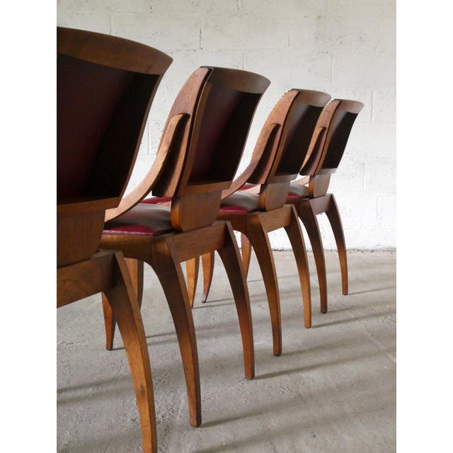 Art Deco Walnut Chairs, 1930, Set of 4 For Sale - Image 6 of 7