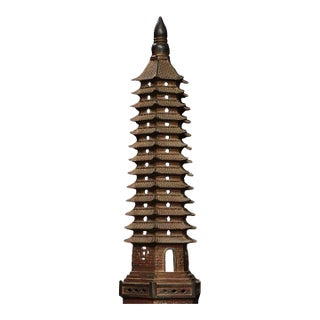 Vintage Bronze Wenchang Pagoda Statue, Thirteen-Tiered Stupa Sculpture For Sale