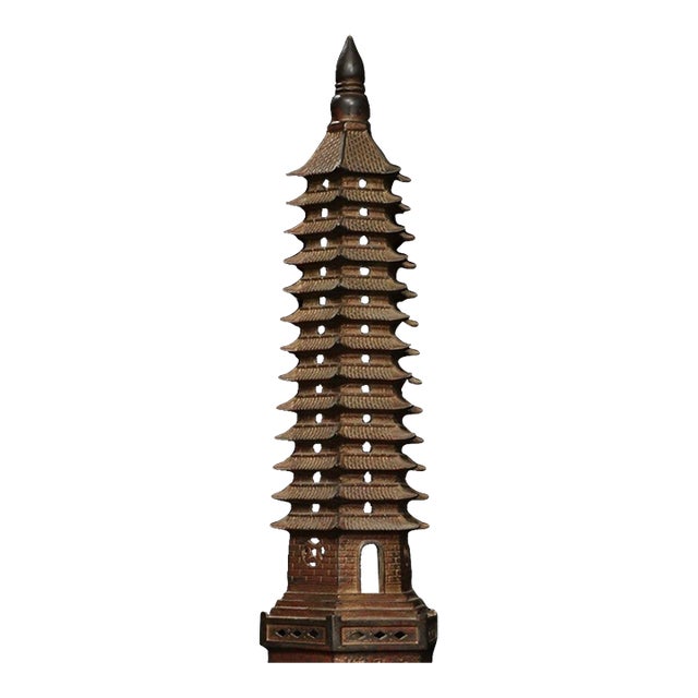 Vintage Bronze Wenchang Pagoda Statue, Thirteen-Tiered Stupa Sculpture For Sale