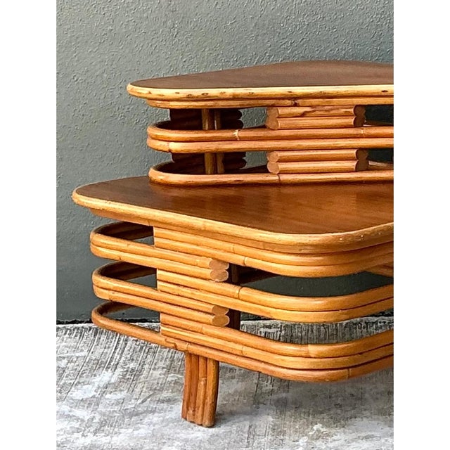 Vintage Stacked Rattan Side Table After Paul Frankl For Sale - Image 11 of 12