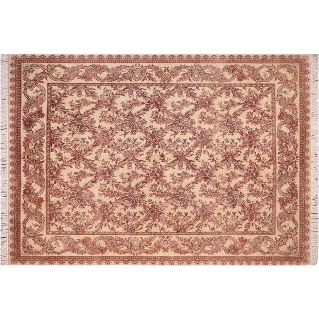 Beige Shabby Chic 1990's Trellis Pak-Persian Beige/Brown Wool Rug - 8'1'' X 10'3'' For Sale - Image 8 of 9