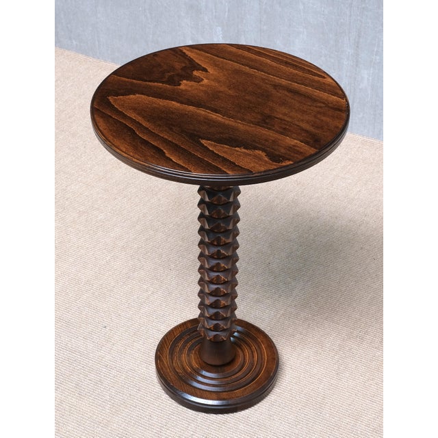 Sculptural Round Side Table in Beech Wood by Charles Dudouyt, France, 1950s For Sale - Image 4 of 12