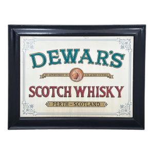 Framed Dewar's Whisky Advertising Mirror From Scotland (H 25 1/4 X W 32)