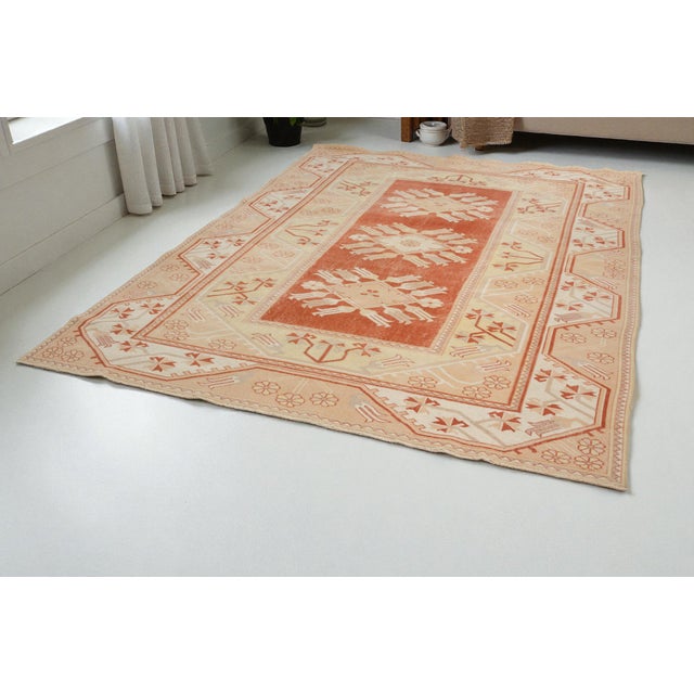 1950s 1950s Oversize Oushak Turkish Wool Carpet For Sale - Image 5 of 10