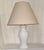 Vintage Table Lamp with White Ceramic Base and Cream-Colored Lacquered Shade by Leola, 1970s, in Very Good conditions....