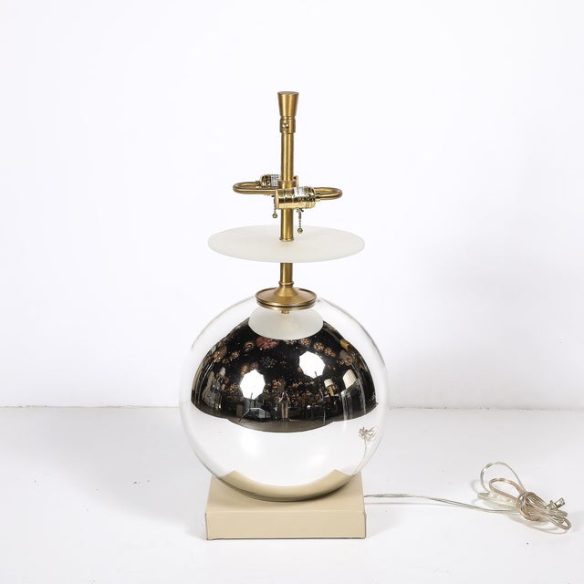 Modernist Mercury Glass Table Lamps With Leather Wrapped Bases by Lorin Marsh For Sale - Image 17 of 17