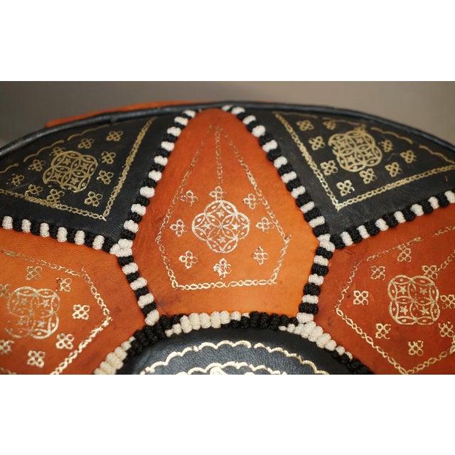 Vintage Tan & Brown Leather Footstool, 1960s For Sale - Image 9 of 17