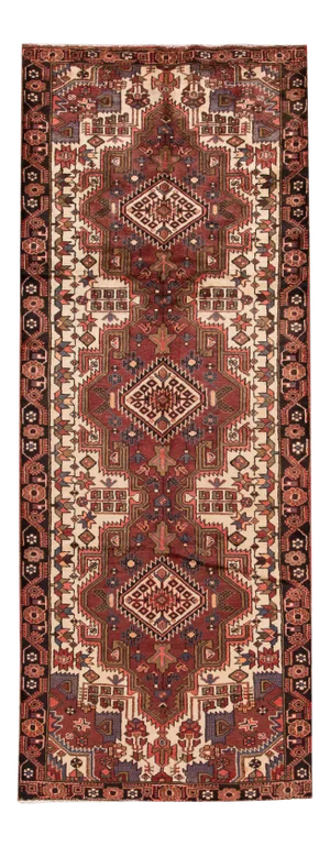 Ivory Vintage Hamadan Handmade Wool Runner