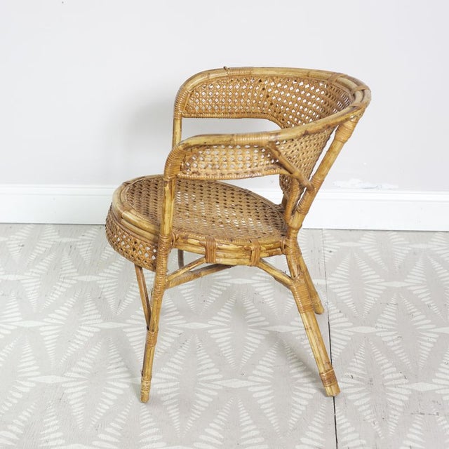 Rattan Cane Arm Chairs - A Pair | Chairish