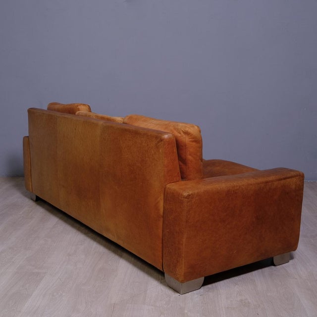 Artisanal Leather 3-Seater Sofa, 1990s For Sale - Image 13 of 18