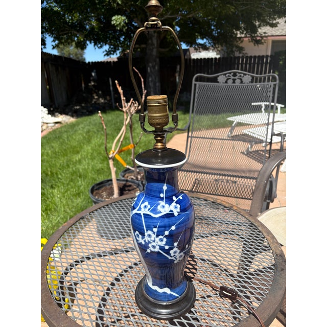 Chinoiserie Antique Chinese Prunis Table Lamp For Sale - Image 3 of 3