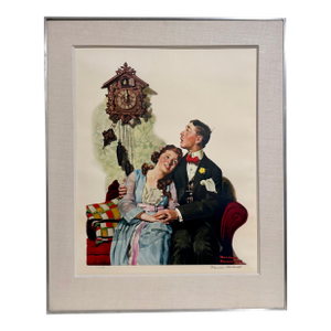 Norman Rockwell Original Lithograph Courting Couple, Date, Hand Signed Americana 1976