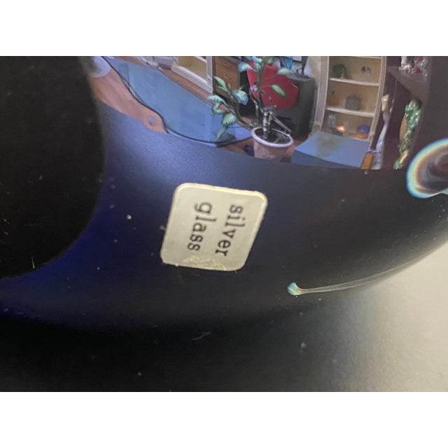 Signed Joan Reep Cobalt Silver Glass Studio Art Glass Vase For Sale - Image 14 of 15