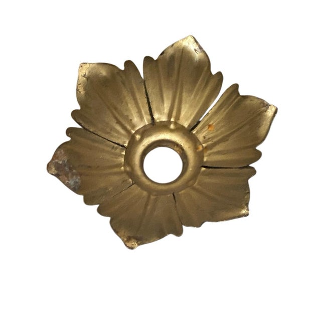 Antique Art Nouveau Solid Metal Floral Shape Ceiling Light Plate For Sale - Image 4 of 4
