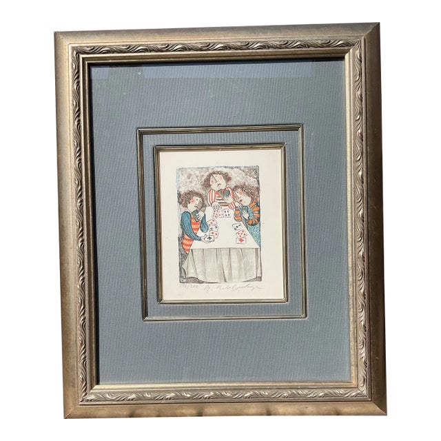 1980s Garciela Rodo Boulanger “Joueurs De Cartes” Lithograph Signed and Numbered For Sale