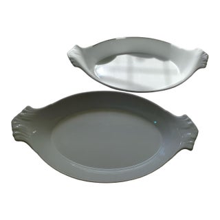 Vintage Large French Au Gratin Bakers by Apilco a Pair For Sale
