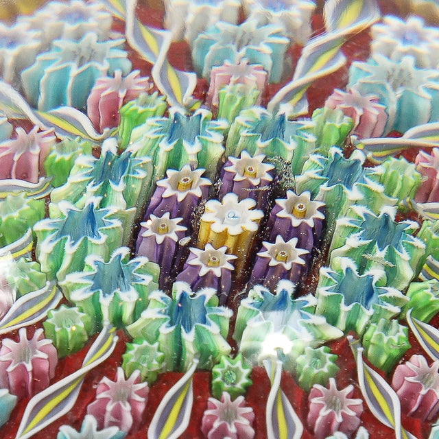 Red Mid-Century Modernist Hand-Blown Murano Glass Millefiori Paperweight For Sale - Image 8 of 9