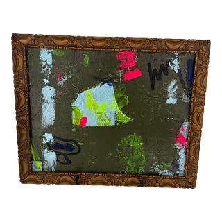 Abstract Original Painting in Antique Frame For Sale