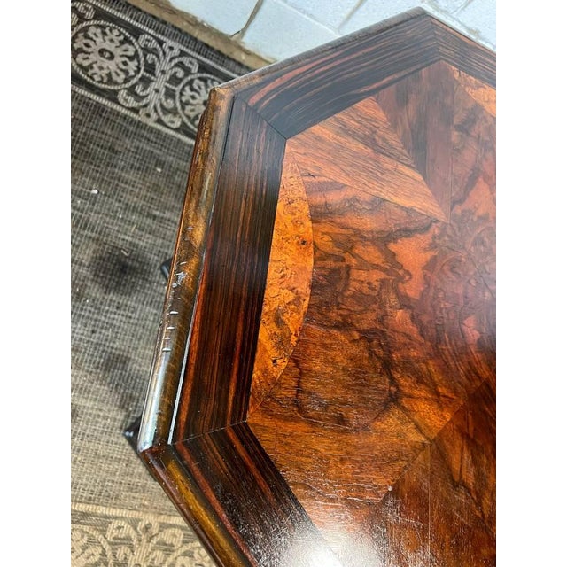 Early 20th Century Antique Victorian Venetian Renaissance Style Burled Wood Octagonal Parlor Table Center Table For Sale - Image 5 of 15