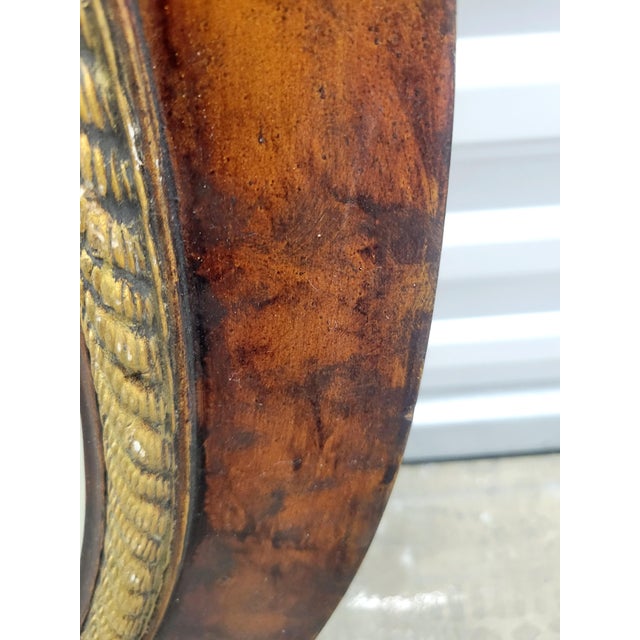 Custom Painted Faux Tortoiseshell Gold Trim Oval Wall Mirrors- A Pair For Sale - Image 13 of 13