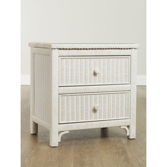 Henry Link Vintage White Wicker 2 Drawer Nightstand Chairish