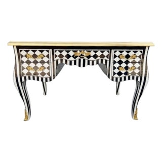 1960s Harlequin Black and White Desk Table For Sale