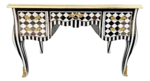 1960s Harlequin Black and White Desk Table