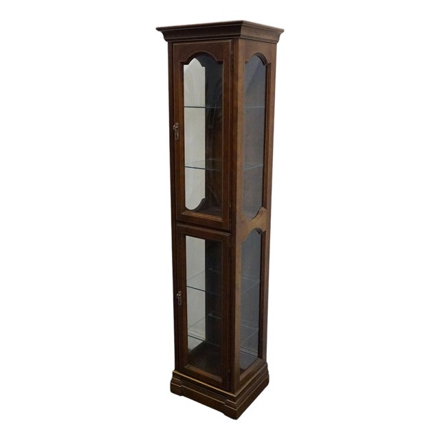 Jasper Cabinet Traditional Style 16" Petite Lighted Display Curio Cabinet 337-1-N - Olde Fruitwood Finish For Sale
