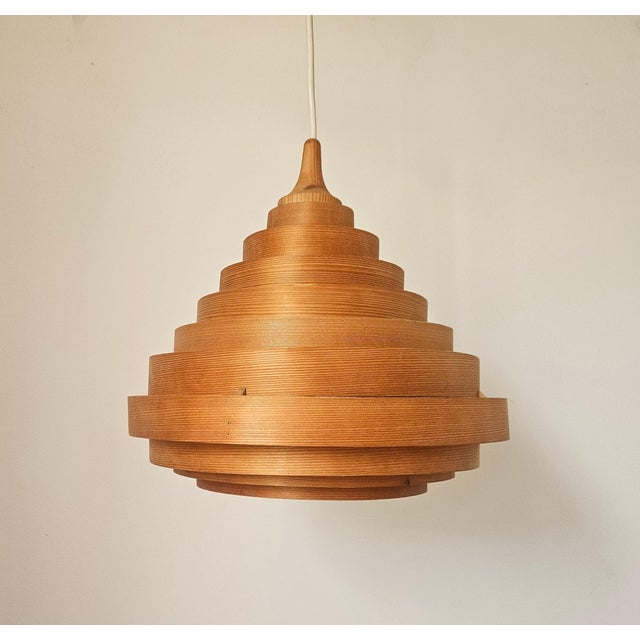 Mid-Century Veneer Pendant in the style of Hans-Agne Jakobsson, Denmark, 1970s For Sale - Image 4 of 15