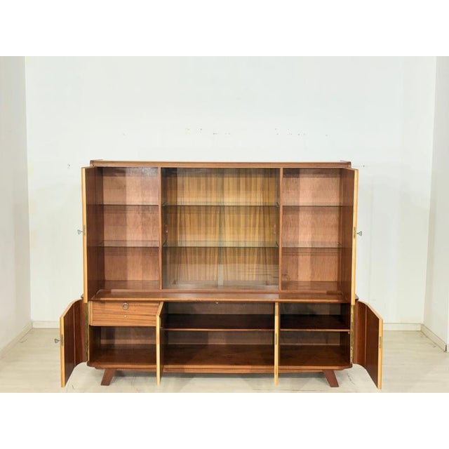 Vintage Bar Cabinet in Birch and Brass For Sale - Image 3 of 18