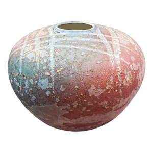 Mid 20th Century Tony Evans Signed Large Raku Ceramic Studio Art Pottery Vase Numbered #216